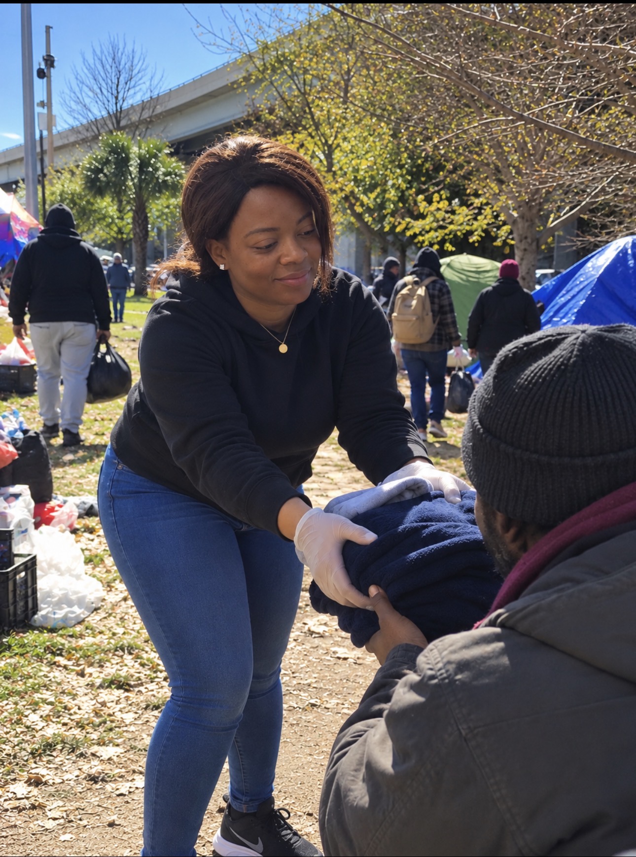 Volunteers supporting clothing outreach